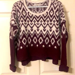 Jeweled Patterned Maroon Sweater